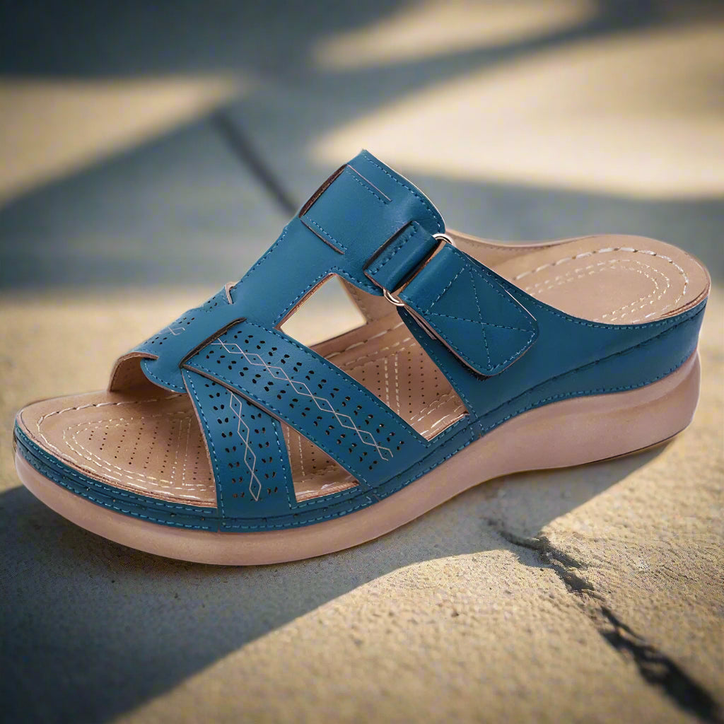 Damen Sommer-Sandalen Klettverschluss Offene Zehen Robustes Plateau