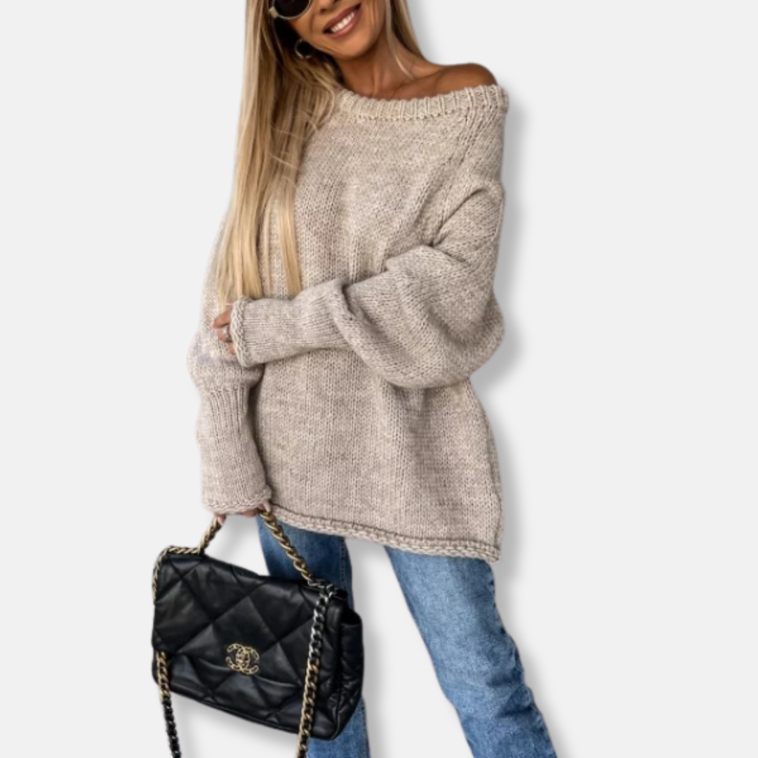 Damen Sweatshirt Oversized Off-Shoulder Balloonärmel
