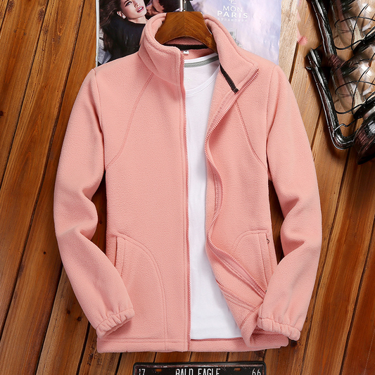 Damen Fleecejacke Reißverschluss Stehkragen Fleece Schwarz - Eveloria