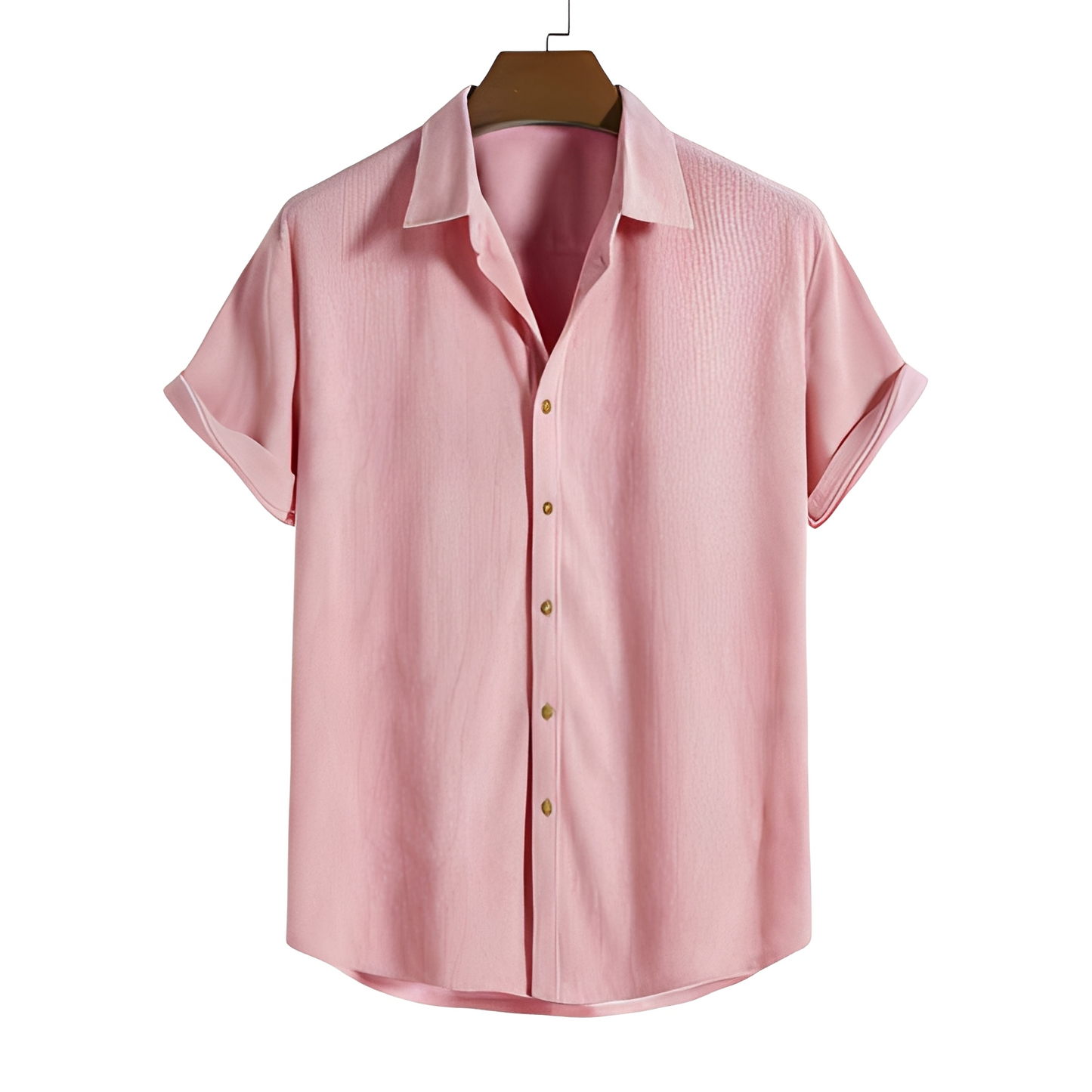Herren Sommerhemd Leicht Kurzarm mit Knöpfen Beige