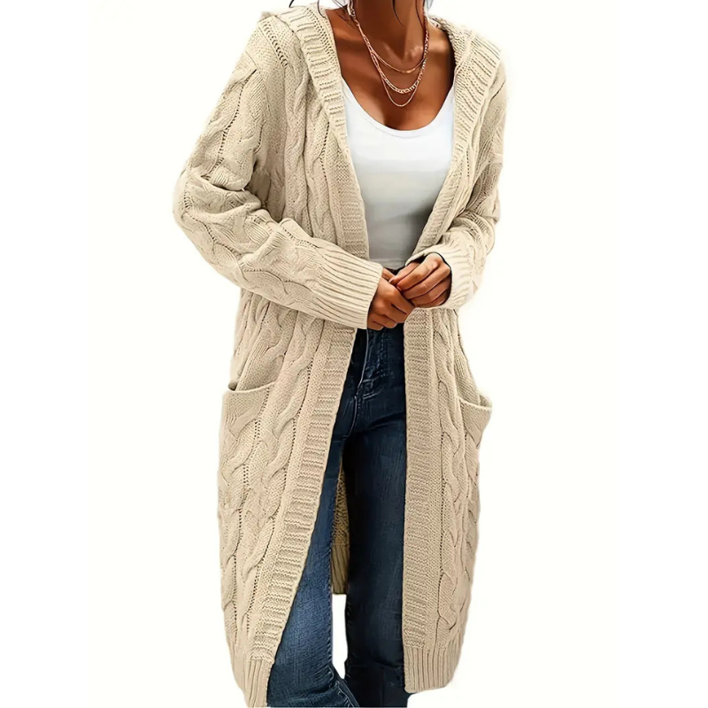 Damen Cardigan Lang Strickjacke Mit Taschen