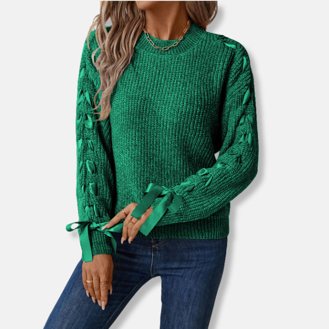 Damen Pullover Sweatshirt Lässig Weiches Strick Rundhals
