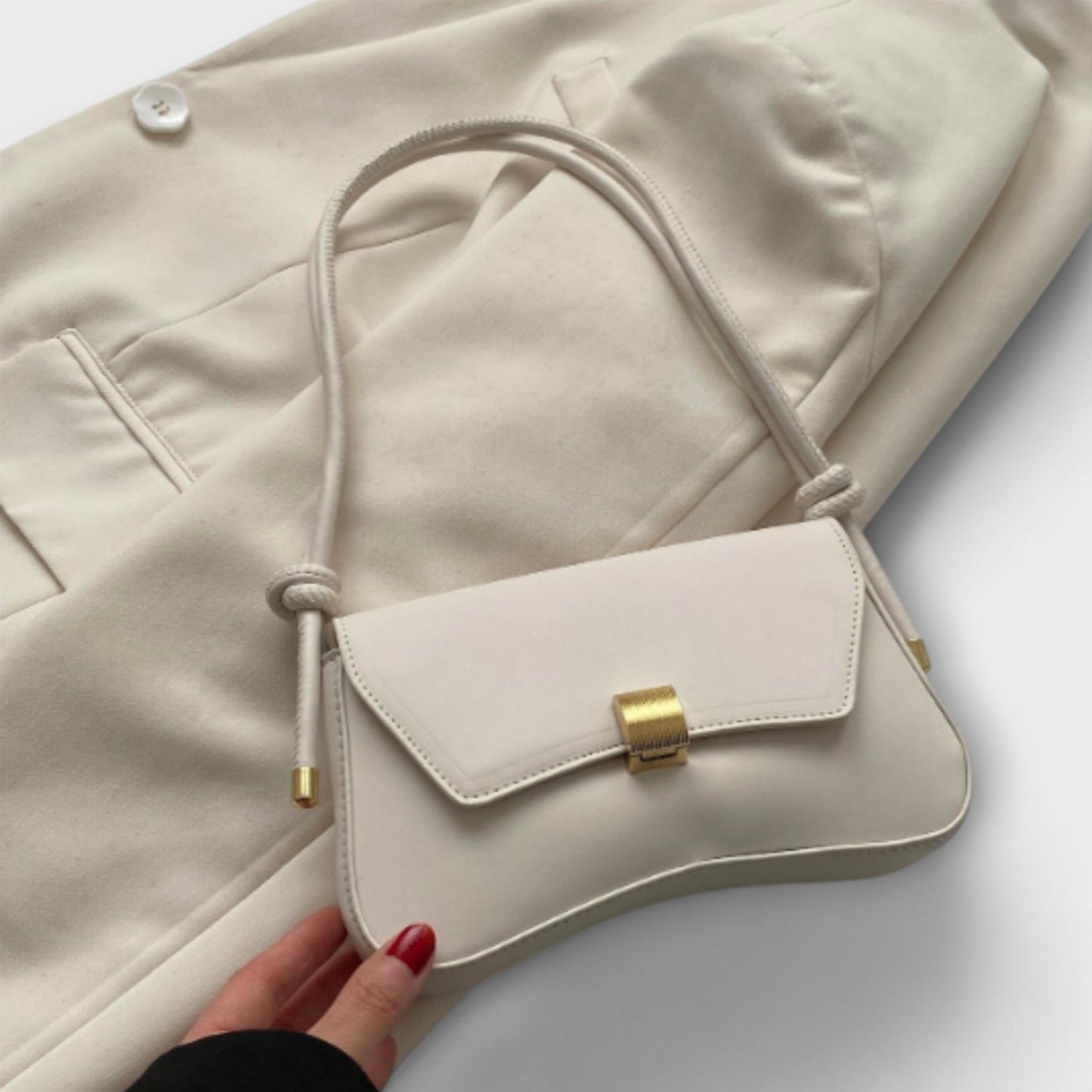 Damen Stylische Schultertasche Leder Braun