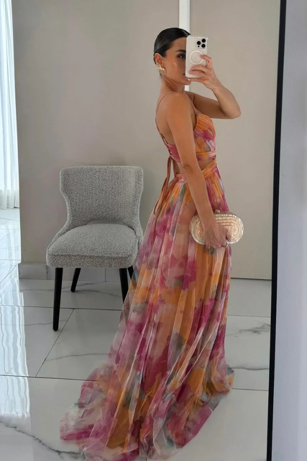 Damen Maxi-Kleid Falten-Design