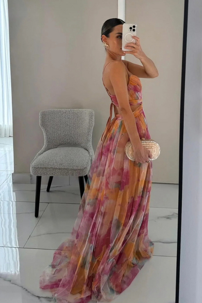 Damen Maxi-Kleid Falten-Design