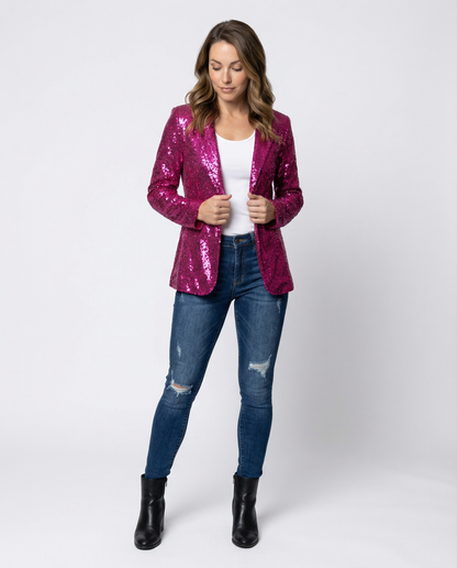 Damen Blazer Pailletten Glamour