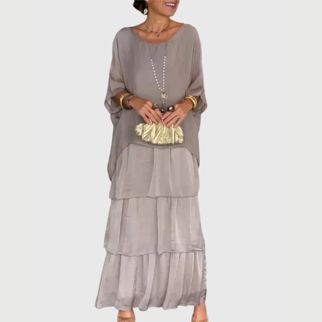 Damen Boho Maxikleid mit Shorts Geschichtetes Design