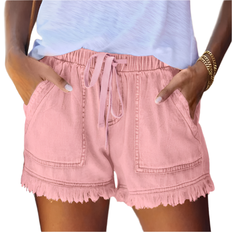Eveloria Damen Hochtaillen Denim Shorts
