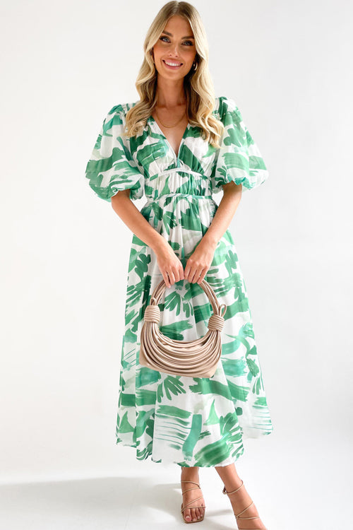 Eveloria Damen Maxi Kleid Puffärmel mit Liebe-Print