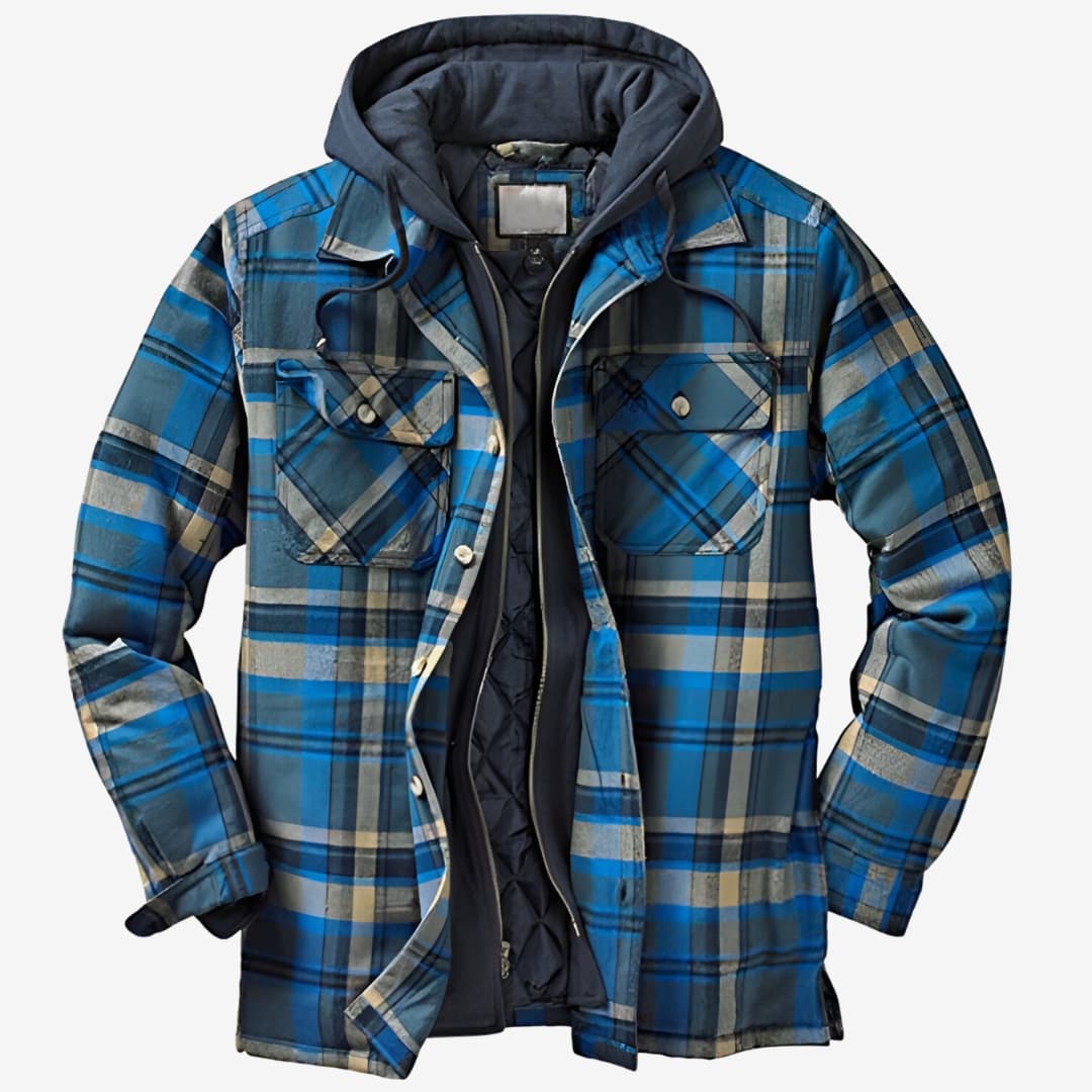 Herren Flanelljacke Kapuze Fleece Warm