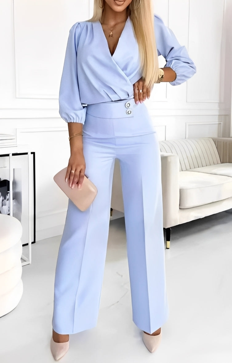 Damen Zweiteiliges Set Knopfdetails Büro-Outfit