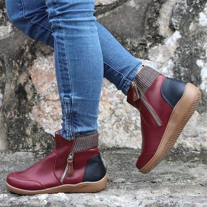 Damen Stiefelette Reißverschluss Bequem