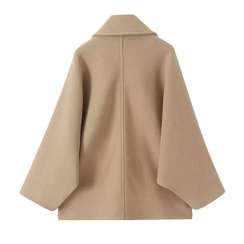 Damen Übergangsjacke Beige Oversized Mantel Beige - Eveloria
