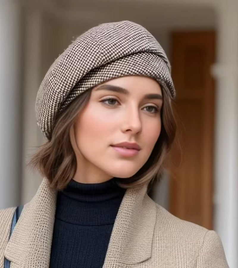 Damen Strickmütze Kuschelig Beige
