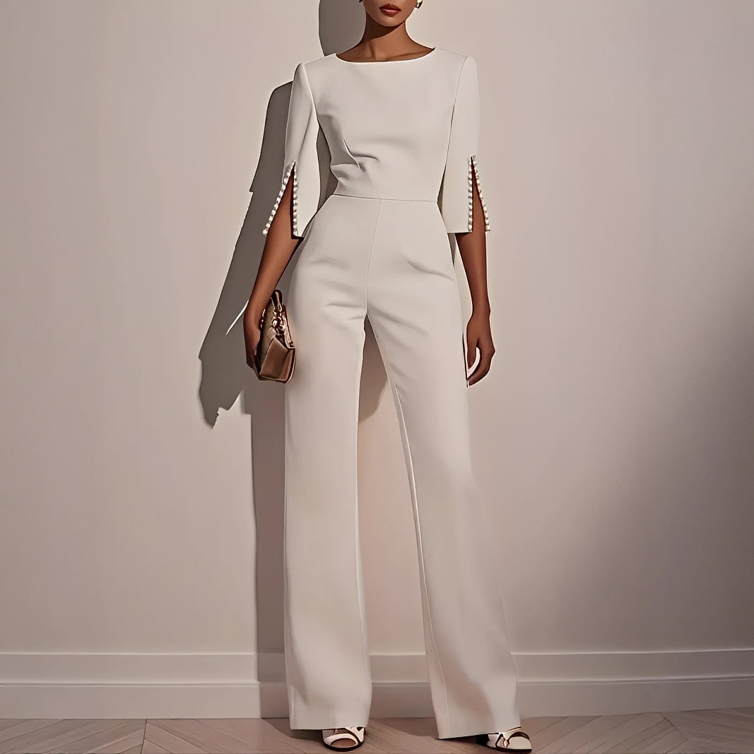 Damen Jumpsuit Glockenärmel Elegantes Party-Outfit Schwarz - Eveloria