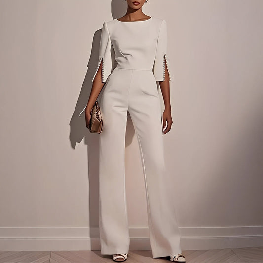 Damen Jumpsuit Glockenärmel Elegantes Party-Outfit Schwarz - Eveloria