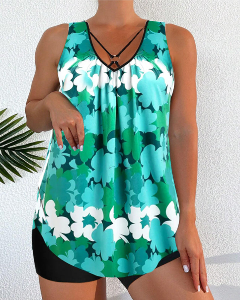Eveloria Damen Tankini Gedruckt Zweiteilig