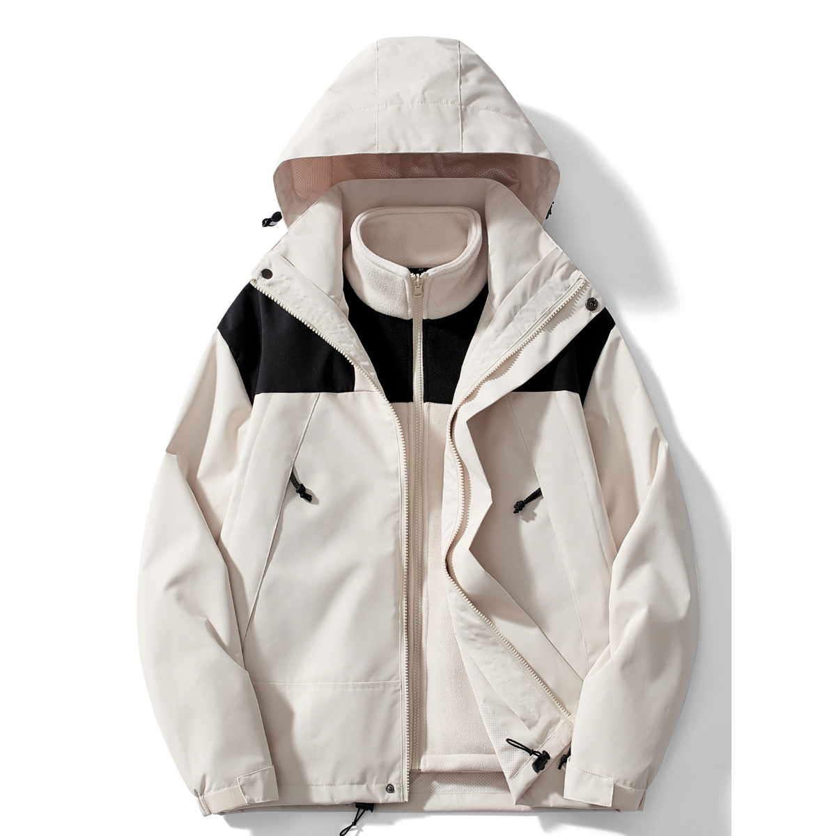 Eveloria Damen Winterjacke 3-in-1 Fleece Mit Kapuze