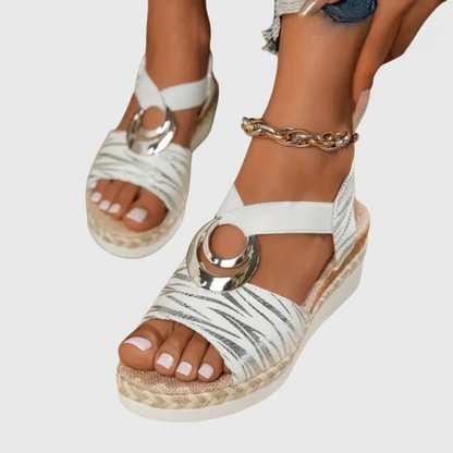 Damen Orthopädische Sandalen Schnallenriemen Leder Braun