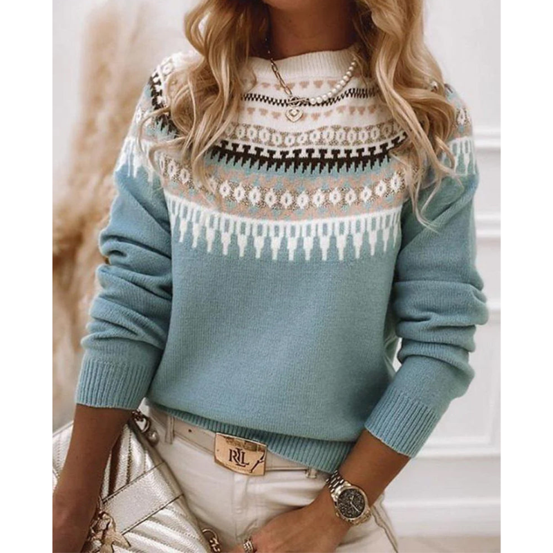 Eveloria Damen Norweger Pullover Strick Winter