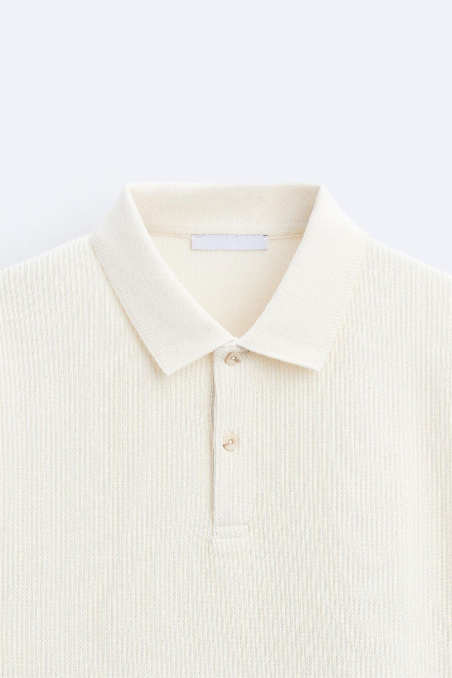Herren Poloshirt Kurzärmelig Cremeweiß Baumwolle