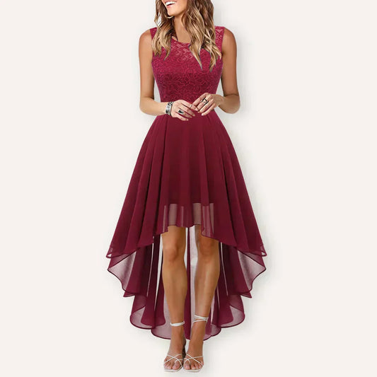 Damen Elegantes Midi Kleid Hochzeitsgast Schwarz - Eveloria