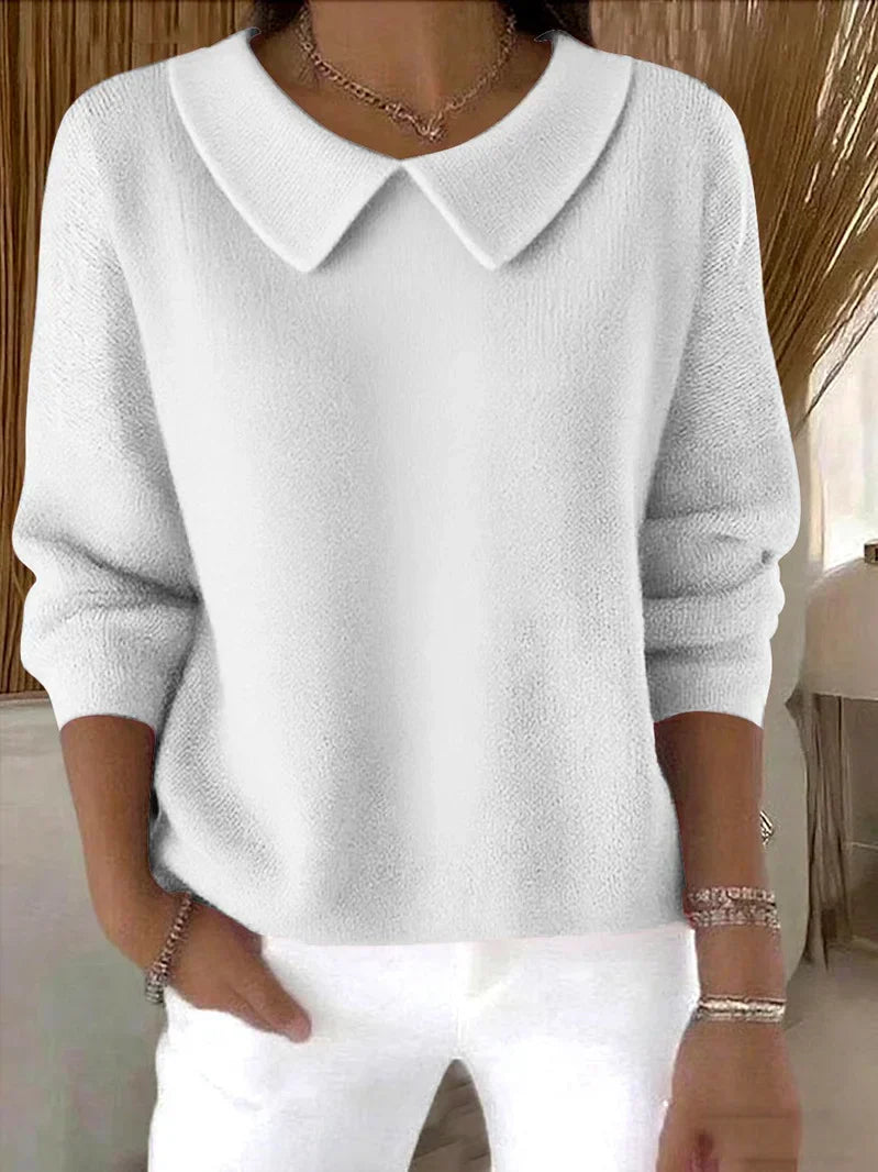 Eveloria Damen Pullover Kragenstrick