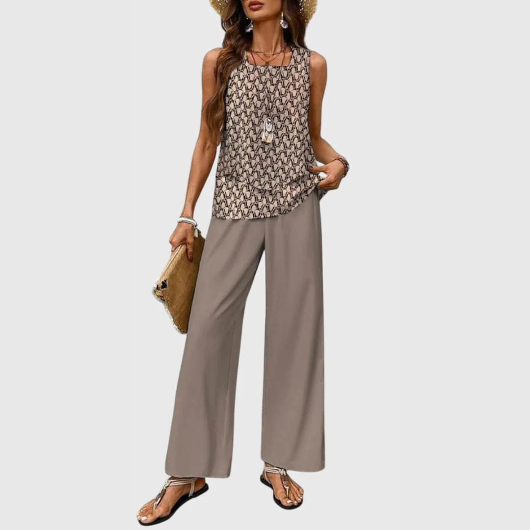 Damen Zweiteiler Set Weite Bein Hose