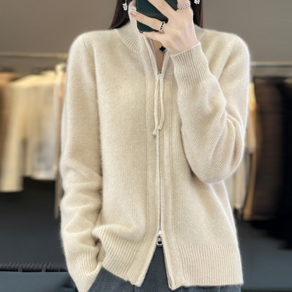 Eveloria Damen Strickjacke Reißverschluss Elegant