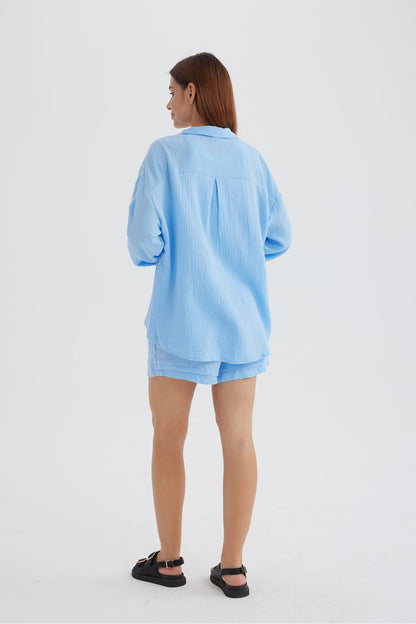 Eveloria Damen Langarmshirt und Shorts Siena