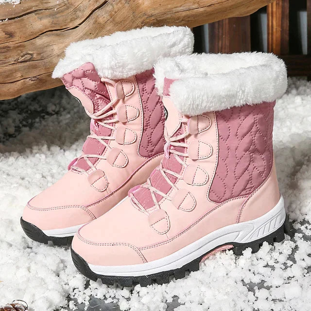 Eveloria Damen Schneestiefel Mittelhohe Steppung Kunstpelzbesatz