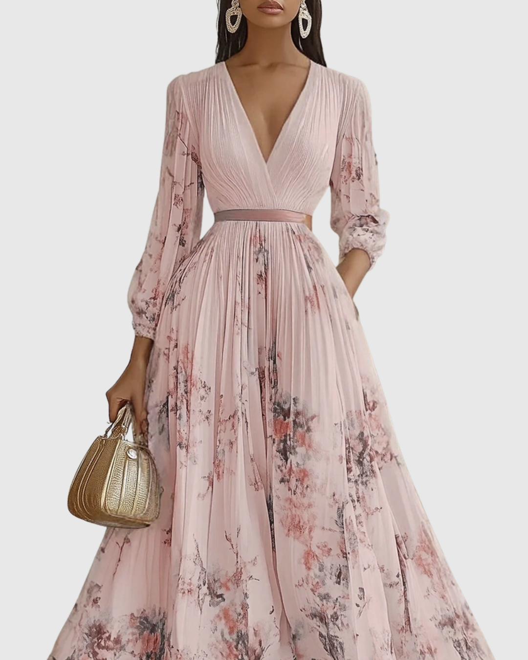 Isabella Damen Ärmelloses Midi Kleid Geplissiert Blumenmuster