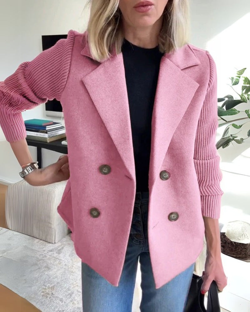 Damen Knit-Blazer-Weste Klassisches Revers Bequem