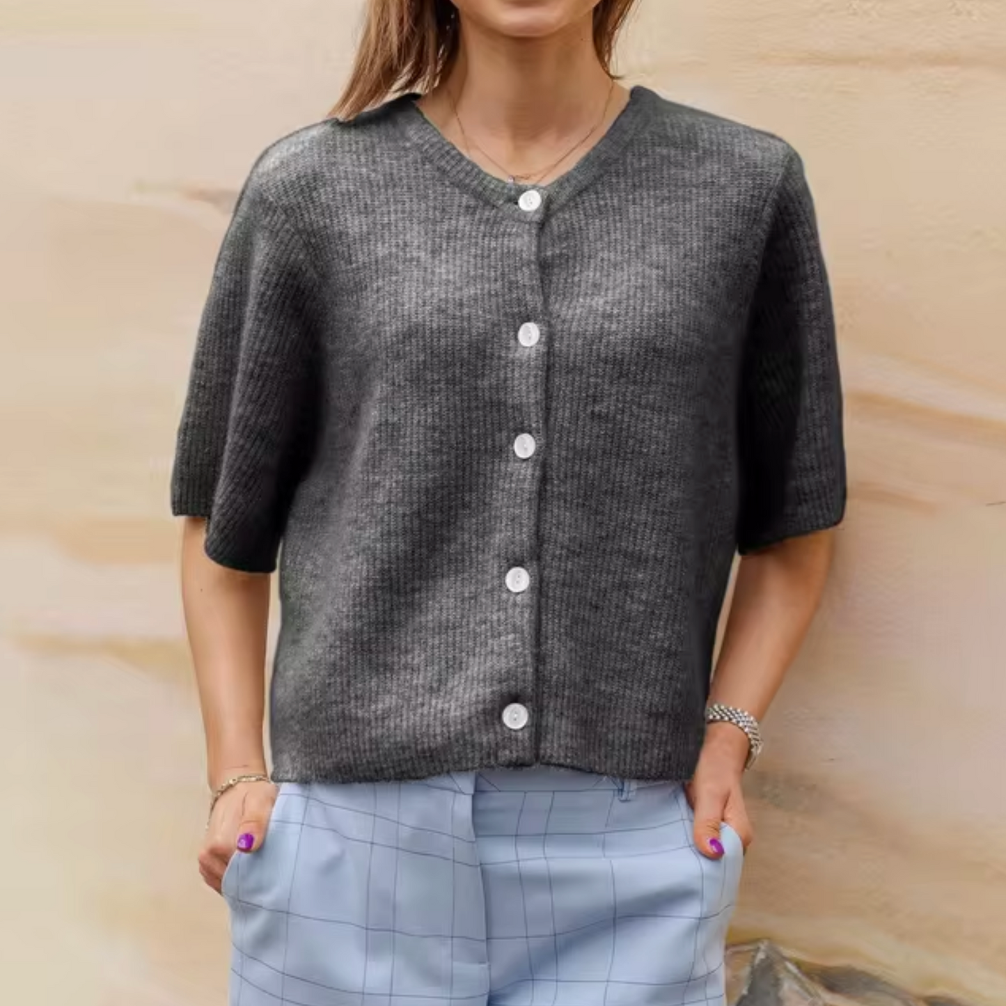 Eveloria Damen Strickcardigan Kurz Mit Knöpfen