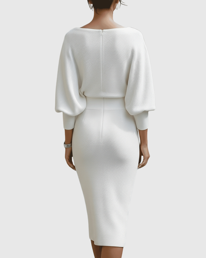 Damen Midikleid Elegantes Drapierkleid Fließend