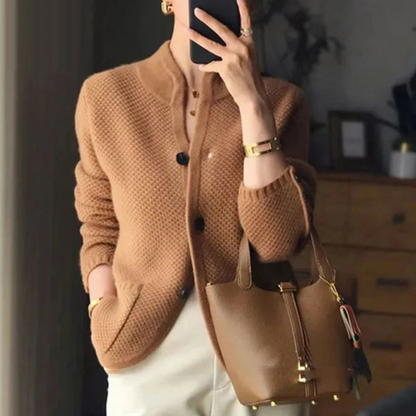 Damen Cardigan Klassisch Strick Beige