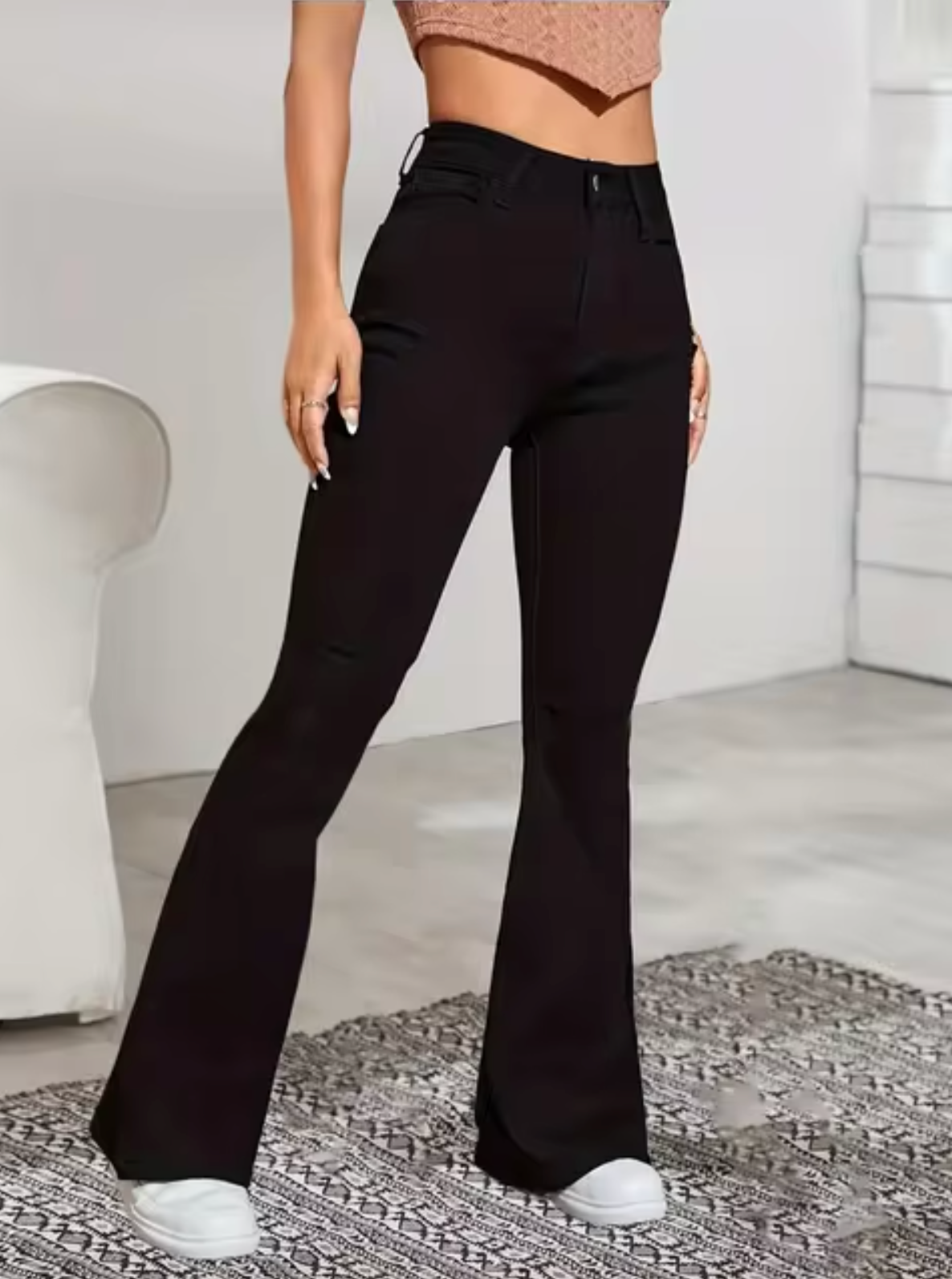 Eveloria Damen High-Waist-Schlagjeans