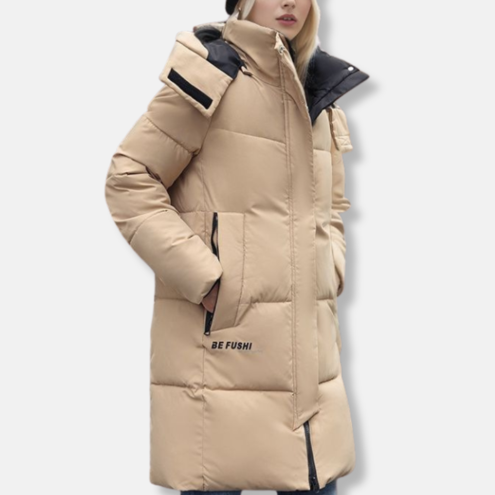 Eveloria Damen Daunenmantel Winterjacke Hochkragen Kapuze