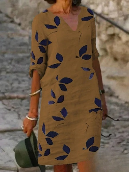 Eveloria Damenkleid Blumendruck Halbärmelig