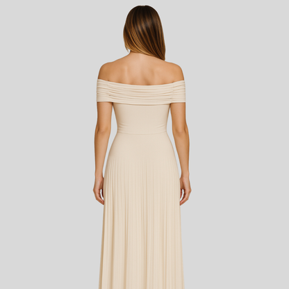 Damen Hochzeitsgastkleid Gefaltet Maxikleid