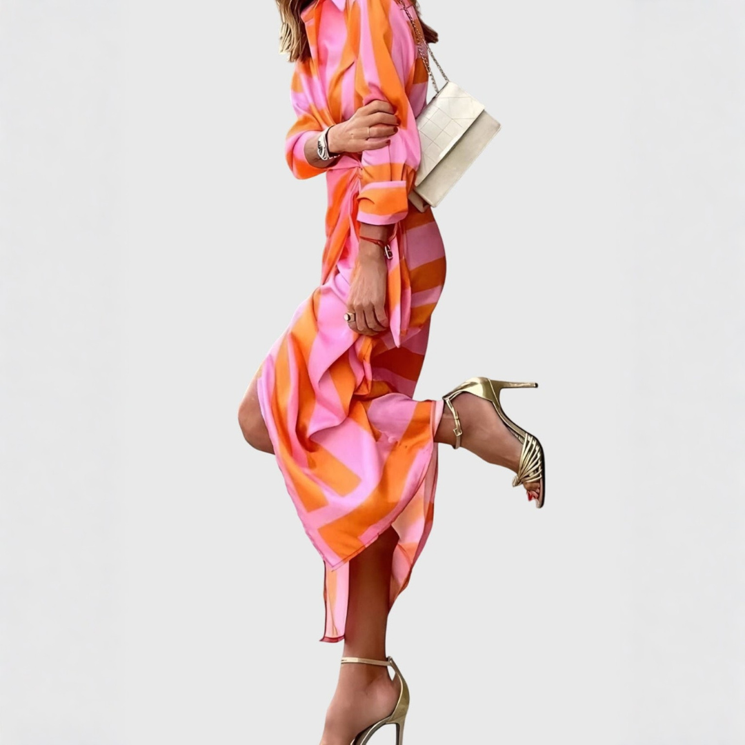 Gudrun Damen Wickelkleid Midi Gestreift
