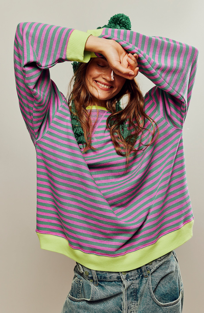 Damen Oversize Pullover Gestreift - Eveloria