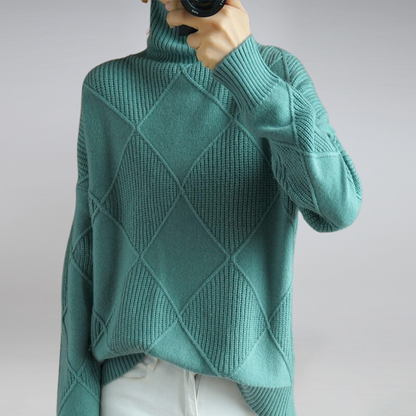 Damen Oversize Rollkragenpullover Lang