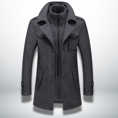 Felix Herren Mantel Smart-Casual Knopfverschluss