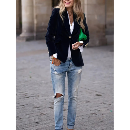 Eveloria Damen Blazer Velvet Casual