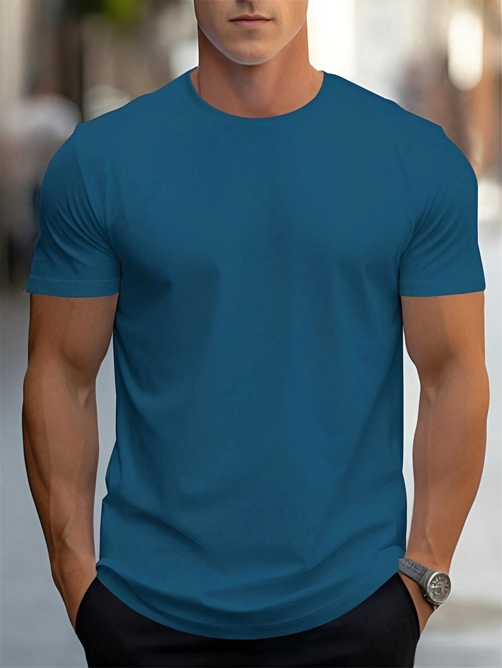 Herren Kurzarm T-Shirt Komfortabel Alltag Freizeit Sport