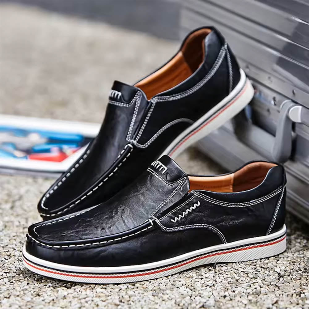 Herren Moc Toe Loafers Kontrastnähte Braun