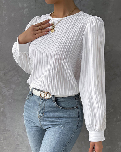 Eveloria Damen Elegant Shirt Rundhalsausschnitt