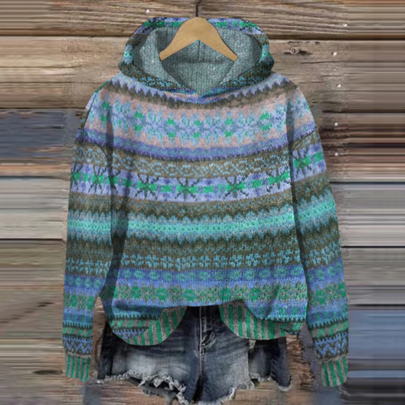 Eveloria Damen Norweger Pullover Hoodie Gefüttert