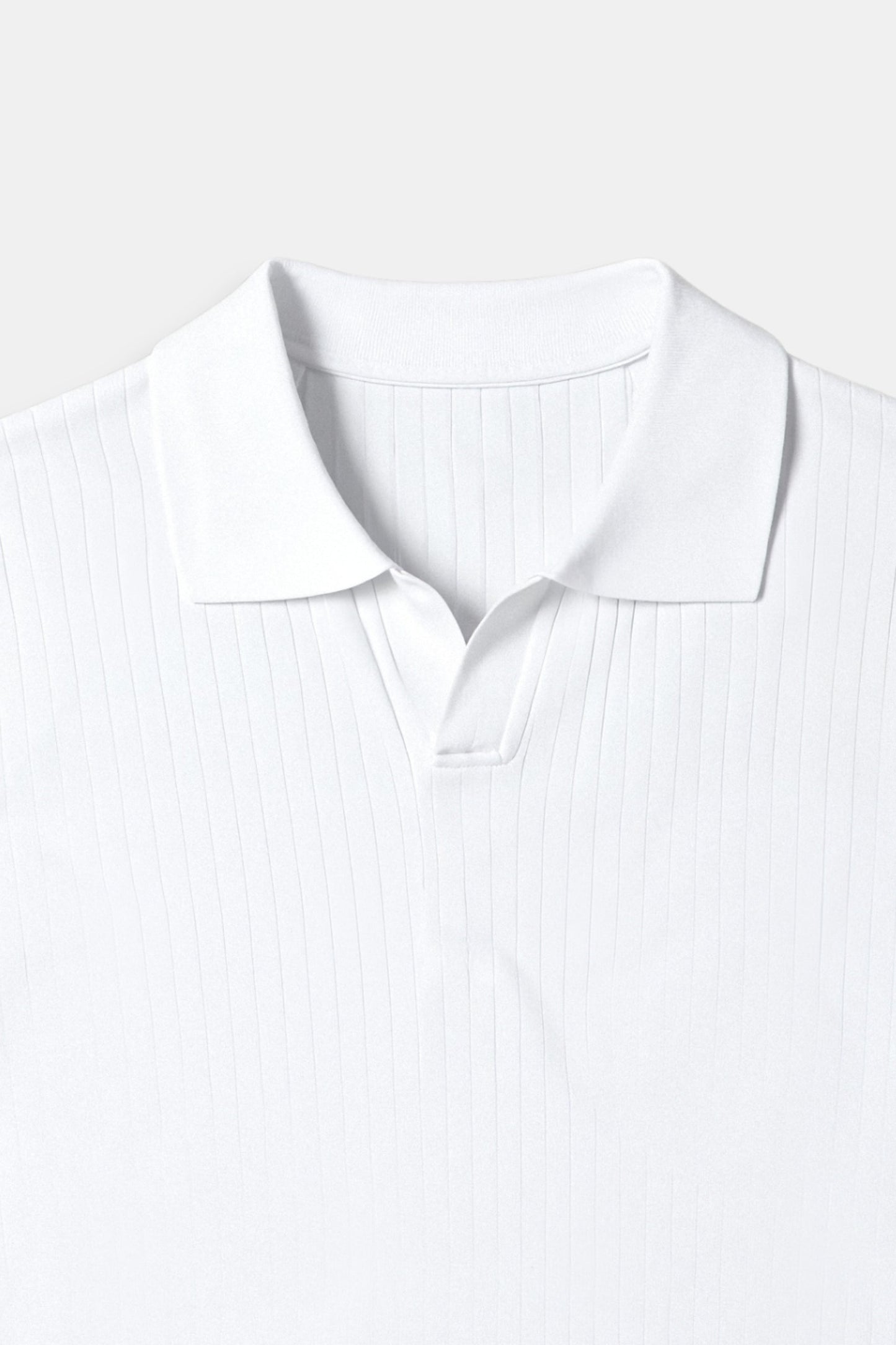 Herren Poloshirt Kurzärmelig Gerippt Elegant Weiß